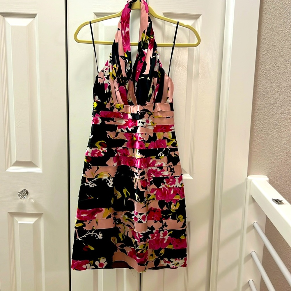 Halter Style pink and black dress by JS Collections. Size 6P